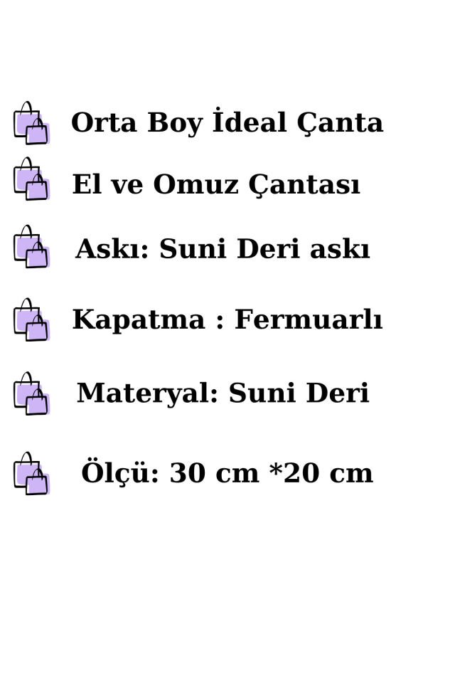 Kadın Fermuarlı, Fularlı Deri Askılı Gece Ve Gündüz Şık Çanta El ve Omuz Çantası Kahverengi - Standart