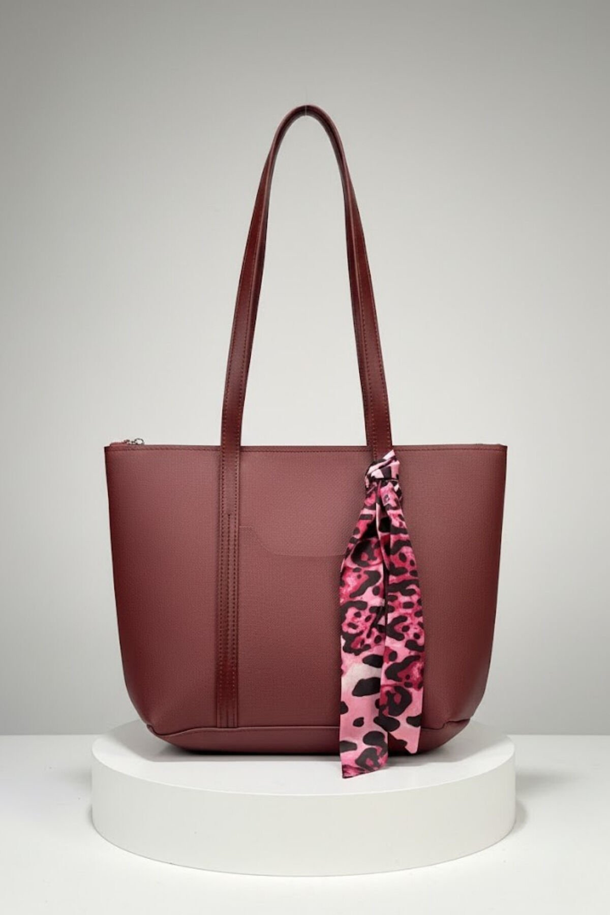 Clara Fularlı Cep Detaylı El ve Omuz Çantası 30/35 Cm Bordo
