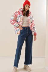 Kadın Desenli Şişme Mont