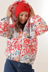 Kadın Desenli Şişme Mont