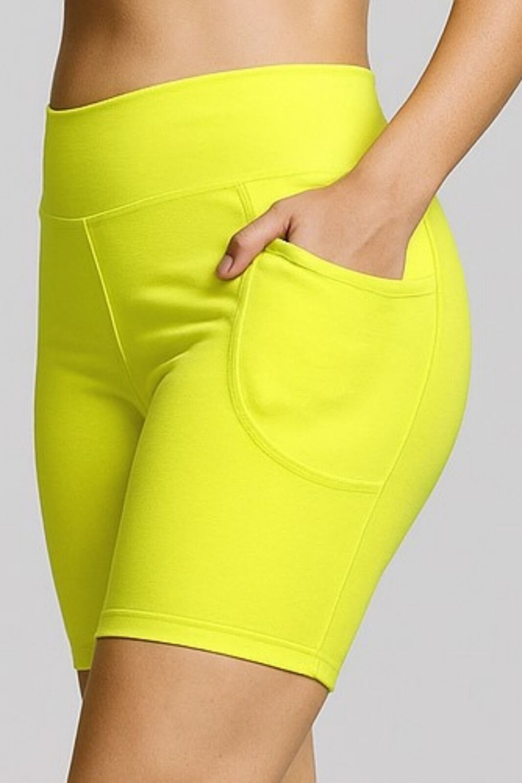 Kadın Neon Yeşil Tek Cepli Push Up Yüksel Bel Toparlayıcı Biker Tayt