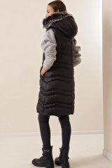 Kadın Siyah Uzun Şişme Yelek