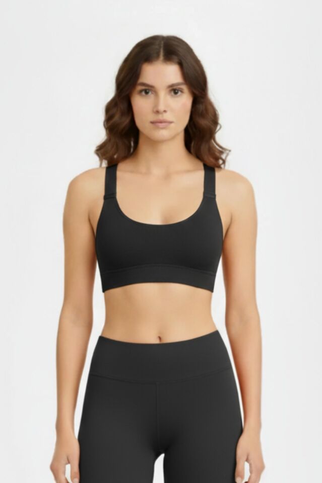 Kadın Antrasit V Yaka Modal Dikişsiz Ayarlanabilir Askılı Lazer Kesim Bralet Sporcu Sütyeni