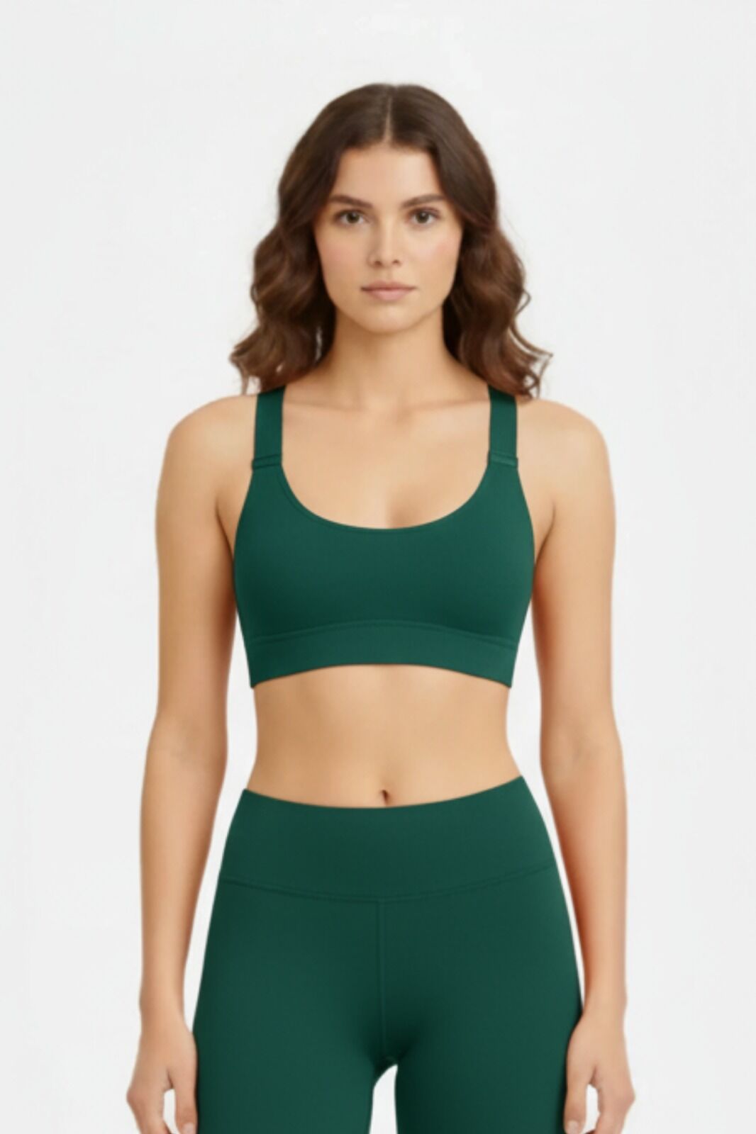 Kadın Yeşil V Yaka Modal Dikişsiz Ayarlanabilir Askılı Lazer Kesim Bralet Sporcu Sütyeni