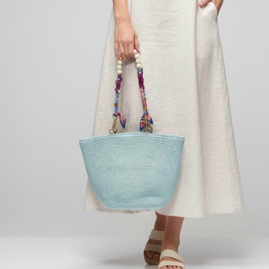 Turkuaz Özel Tasarım Örme Çanta