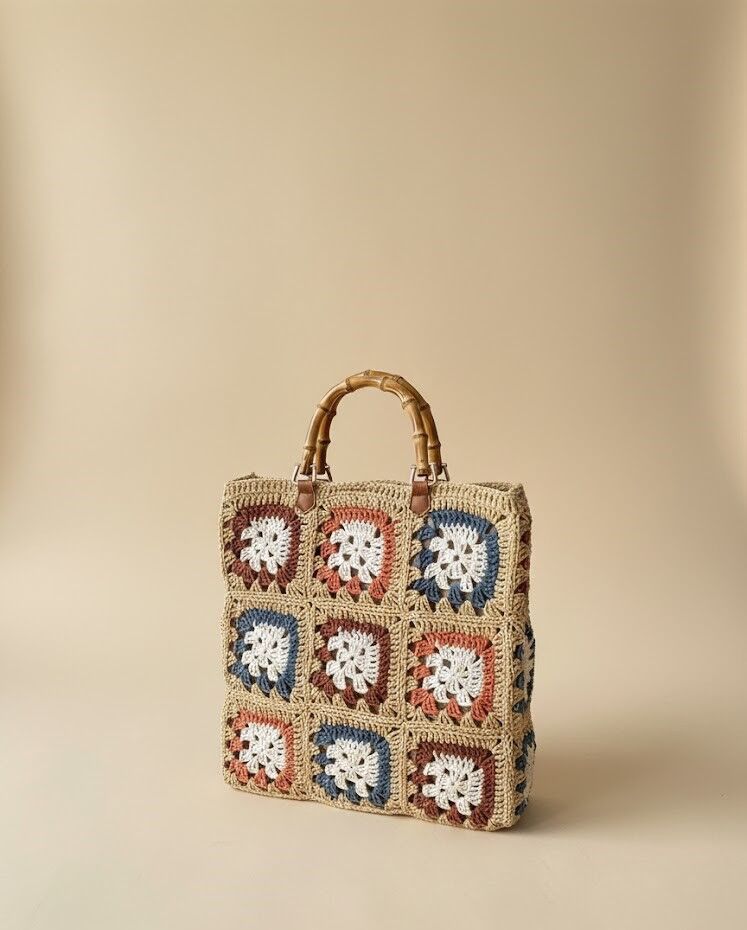 Tasarım Çok Renkli El Örmesi Çanta