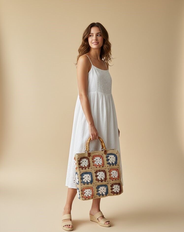 Tasarım Çok Renkli El Örmesi Çanta