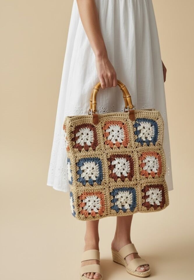 Tasarım Çok Renkli El Örmesi Çanta