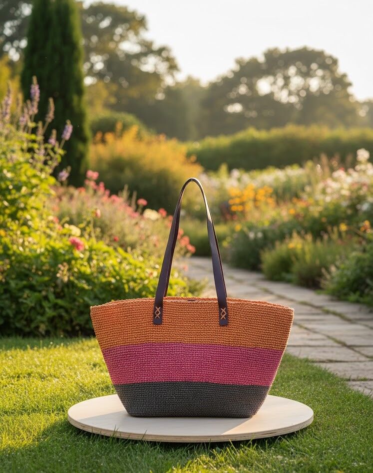 Renk Bloklu El Örmesi Tote Çanta
