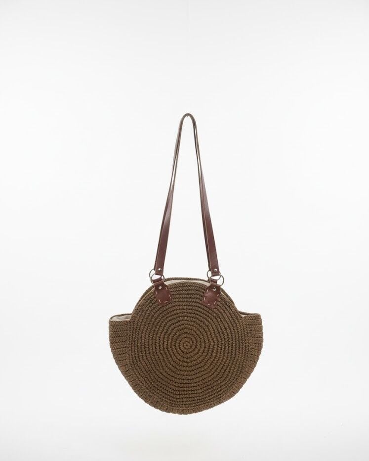 Bohem Deri Askılı El Örgüsü Circle Bag