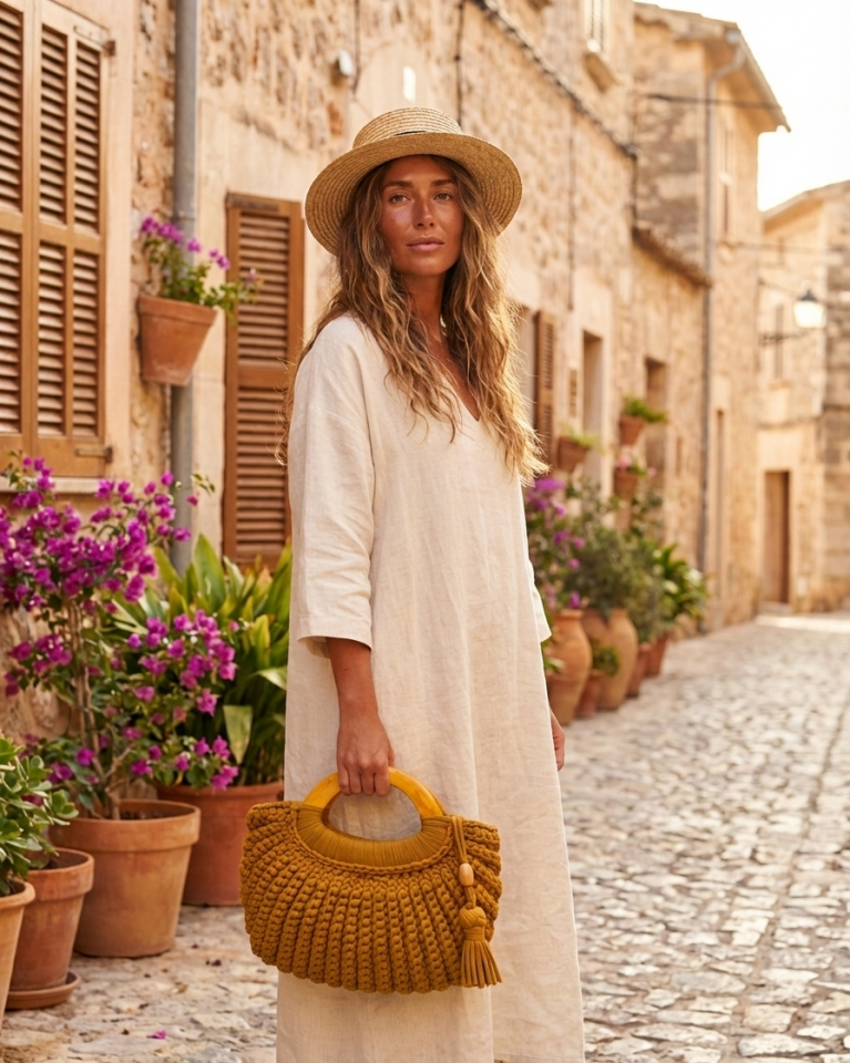 Hardal El Örgüsü Bohem El Çantası