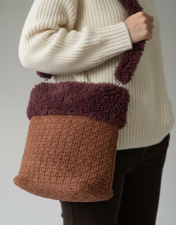 Çift Renkli Peluş Omuz Çantası