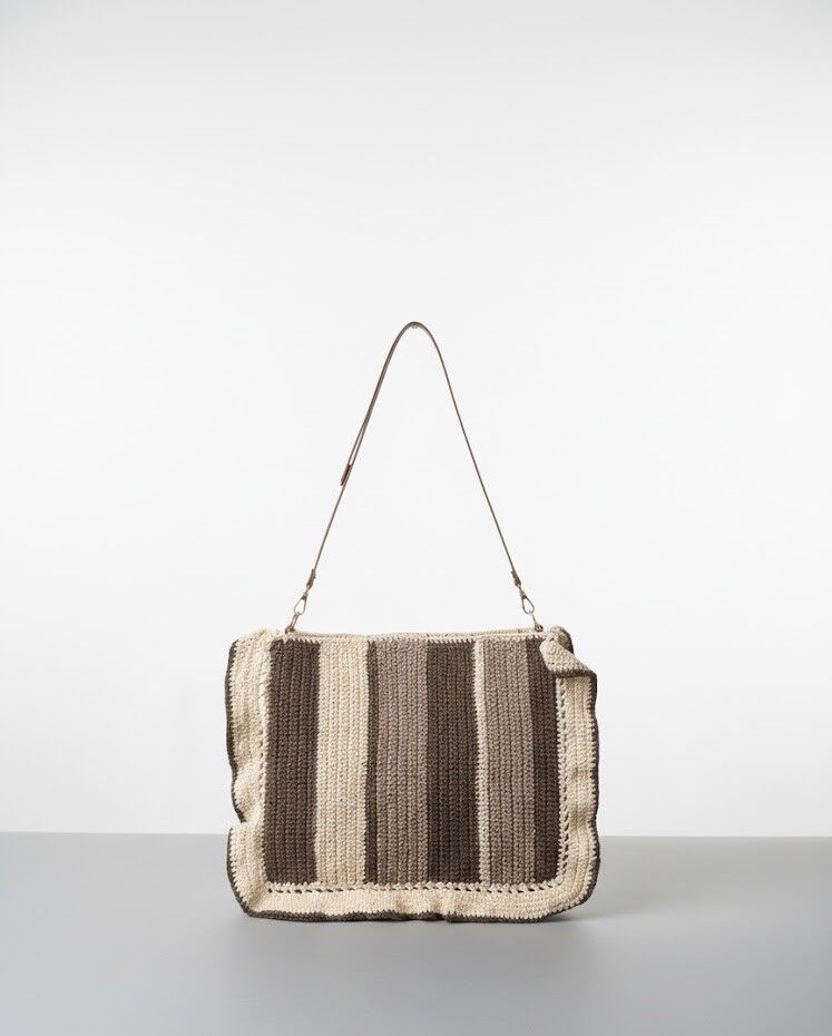 Geniş Hacimli Çizgili Örgü Plaj ve Şehir Çantası