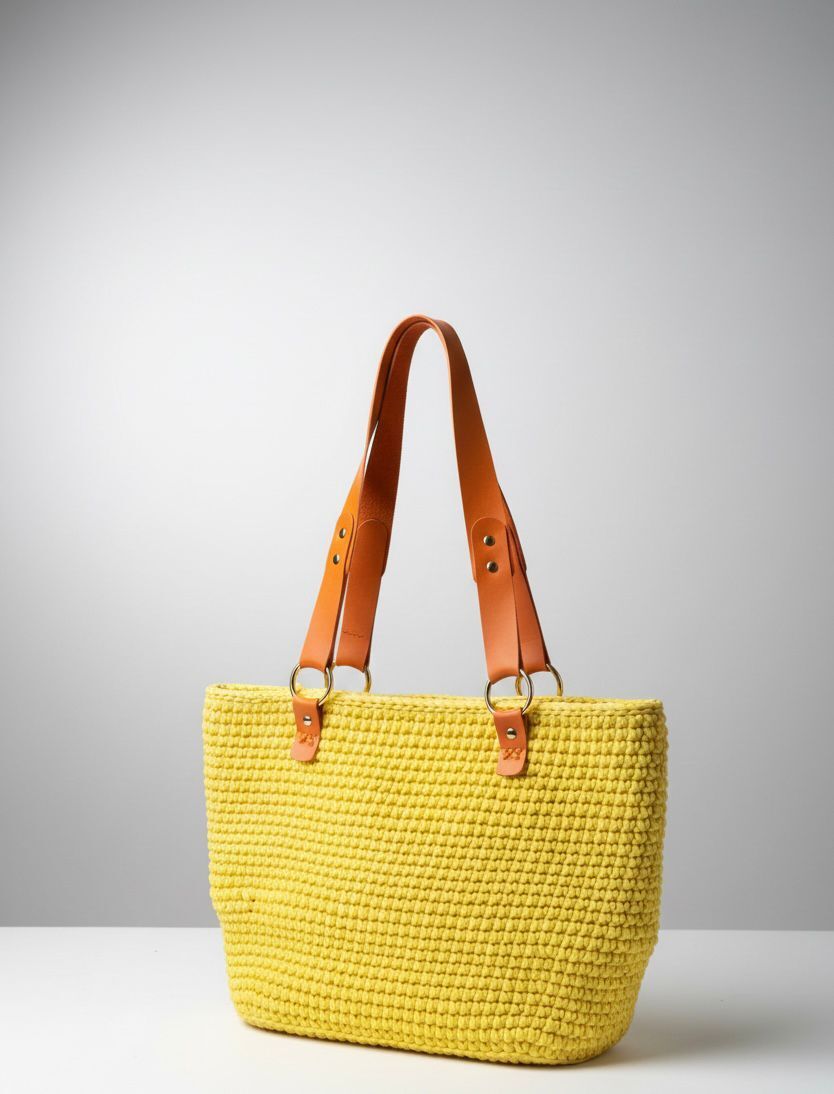 Sarı Örgü Omuz Çantası