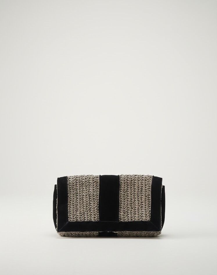 Şerit Detaylı El Örgüsü Portföy Çanta