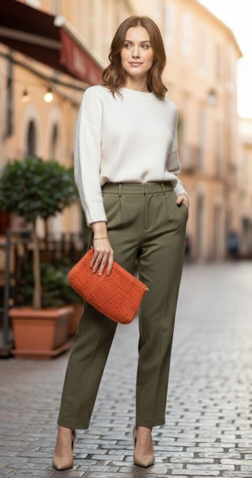 Kiremit Rengi Petek Örgü Portföy Çanta