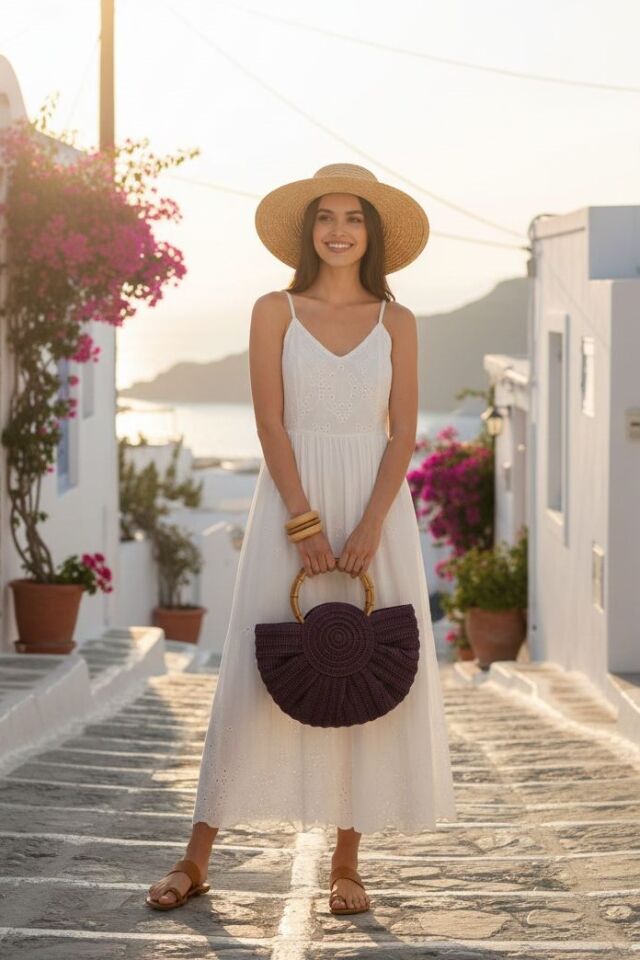 Bambu Saplı El Örgüsü Mürdüm Çanta