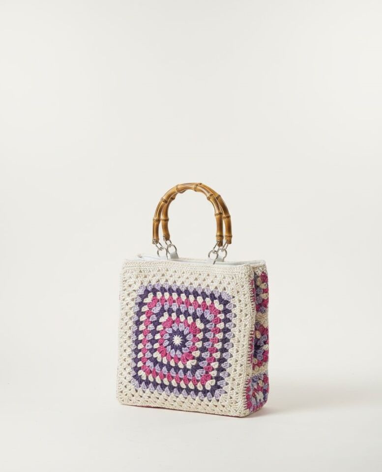 Bambu Saplı Retro Lila El Çantası