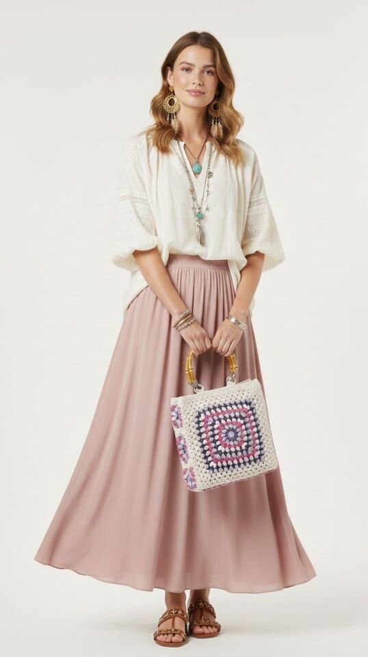 Bambu Saplı Retro Lila El Çantası