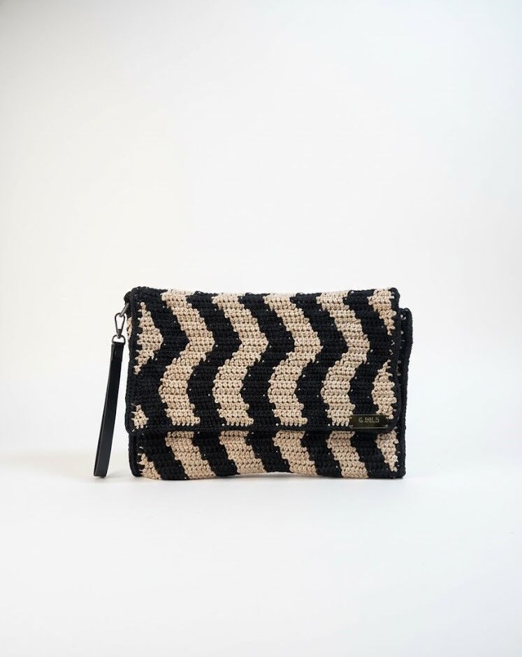 Zikzak Desenli El Örgüsü Portföy Çanta