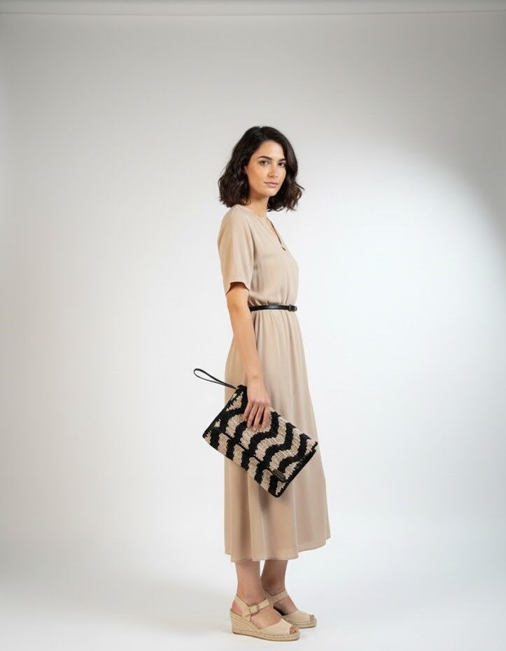 Zikzak Desenli El Örgüsü Portföy Çanta