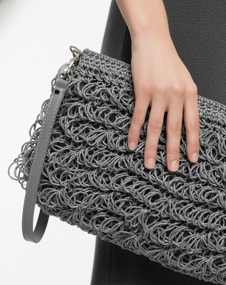 Modern Halka Dokulu Antrasit Portföy Çanta