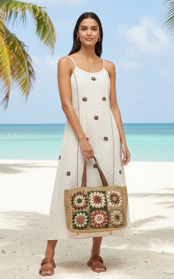 Geleneksel Motifli Örgü Omuz Çantası