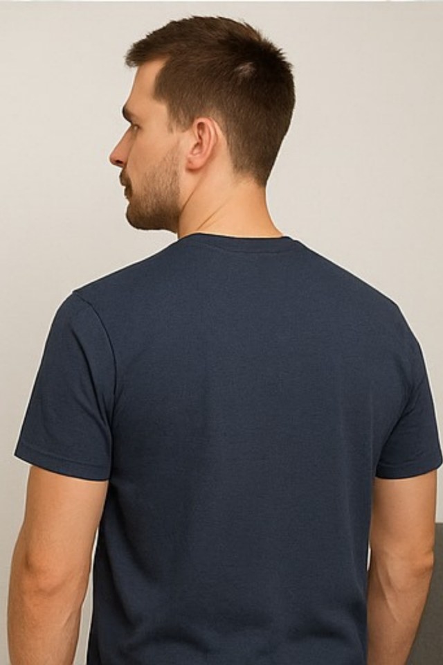 Erkek Delaware Yazı Baskılı Tişört T-shirt Lacivert - XL