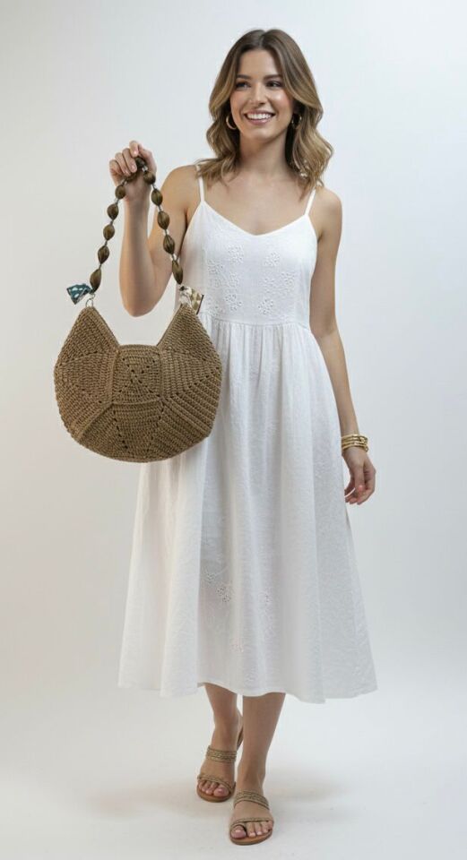 El Örgüsü Hasır Görünümlü El ve Omuz Çantası