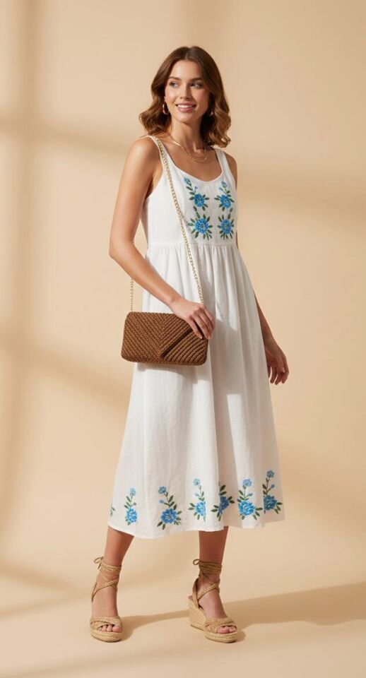 Zincir Askılı V-Desen El Örgüsü Portföy Çanta