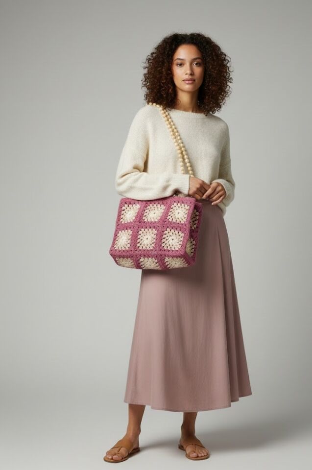 El Örmesi Granny Square El ve Omuz Çantası