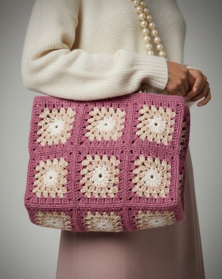 El Örmesi Granny Square El ve Omuz Çantası