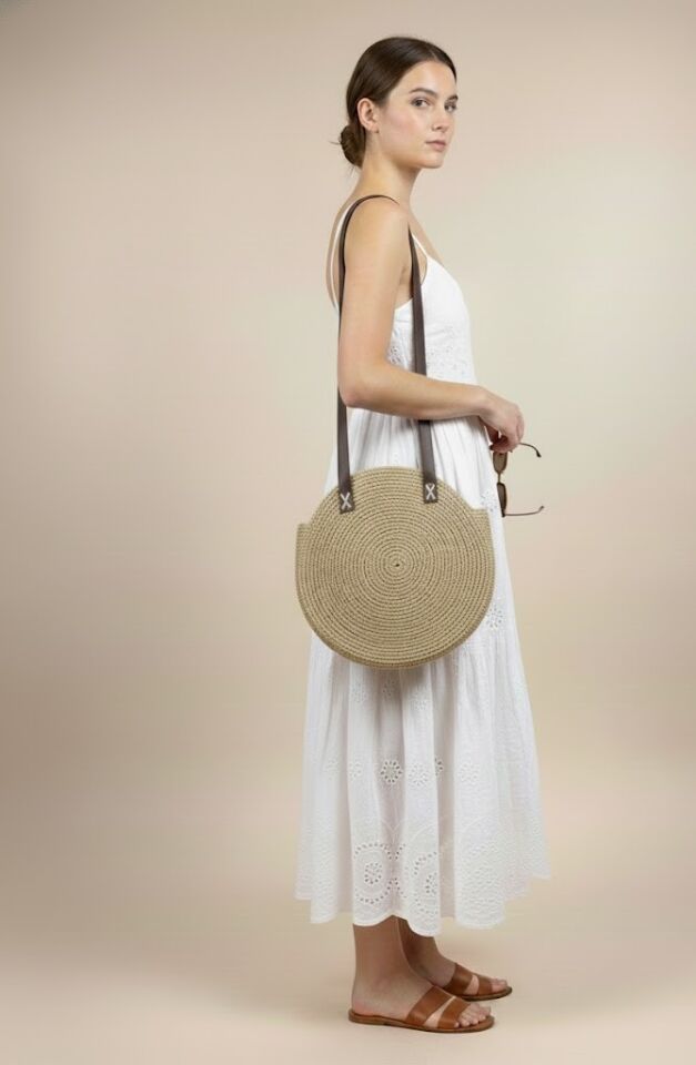 Yuvarlak El Örgüsü Omuz Çantası