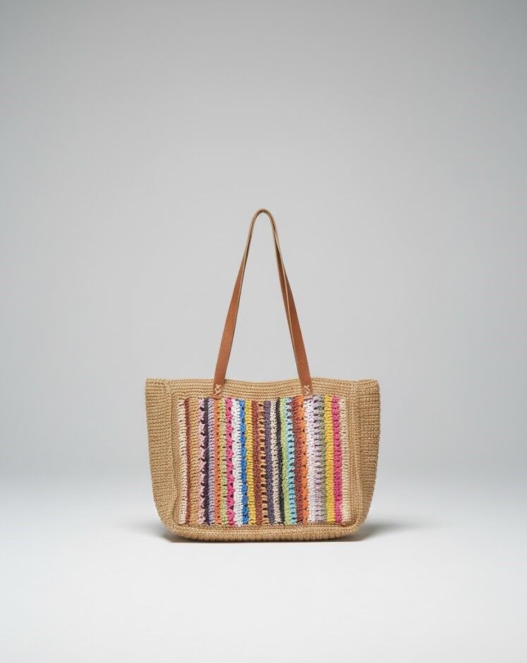 Renkli Panel Detaylı Tote Çanta