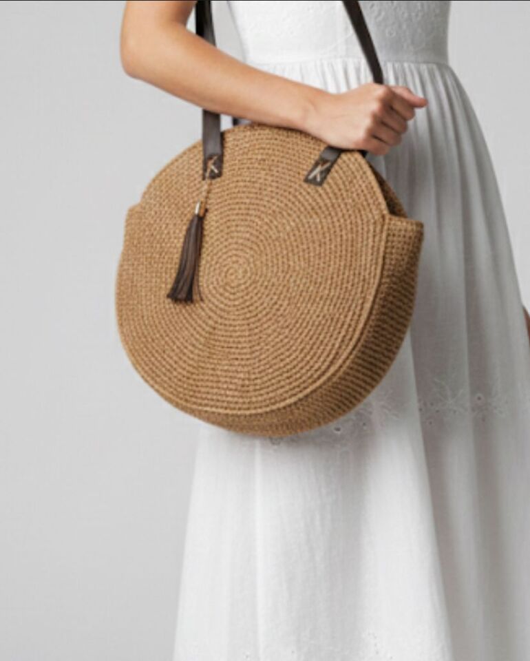 Dairesel Model Hasır Omuz Çantası