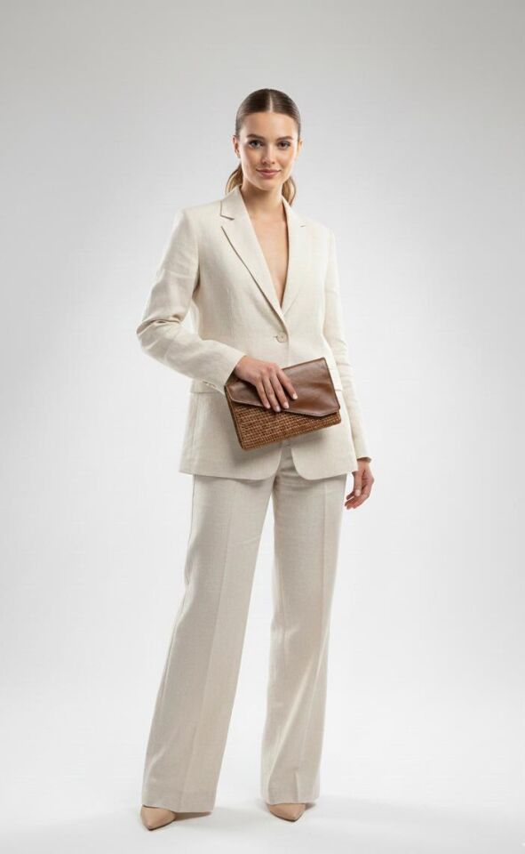 Deri Kapaklı El Örgüsü Portföy Çanta