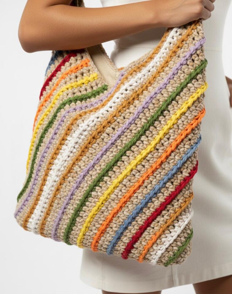 Renkli El Örgüsü Makrome Omuz Çantası