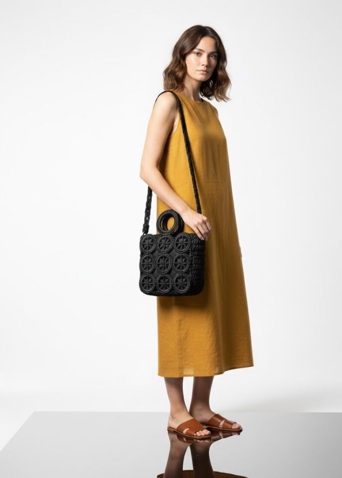 Geometrik Dokulu El Örgüsü Omuz ve El Çantası