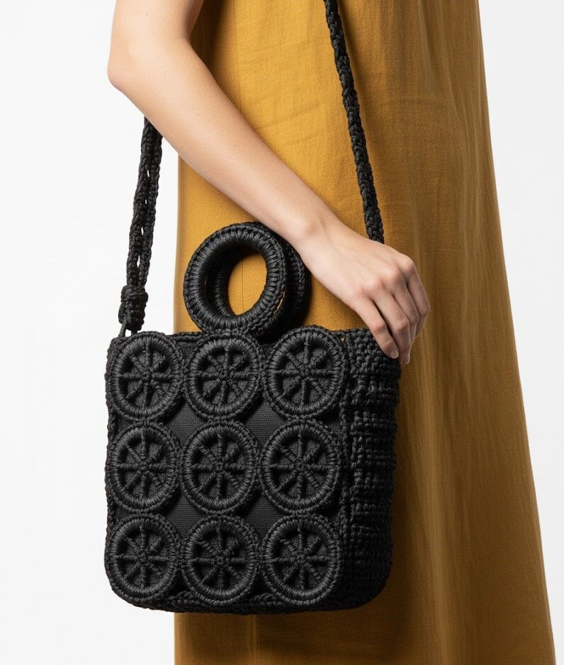 Geometrik Dokulu El Örgüsü Omuz ve El Çantası