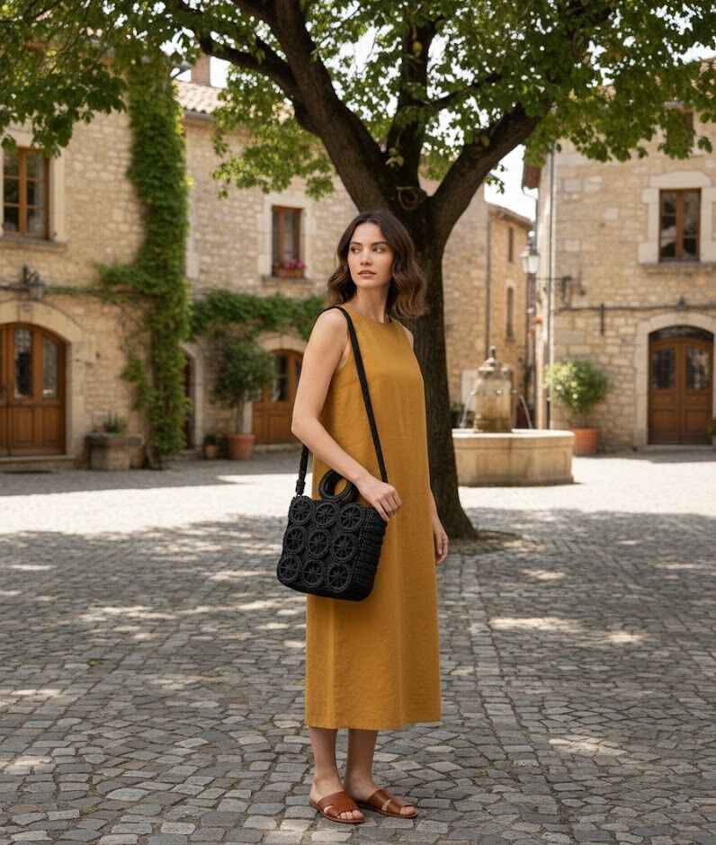 Geometrik Dokulu El Örgüsü Omuz ve El Çantası