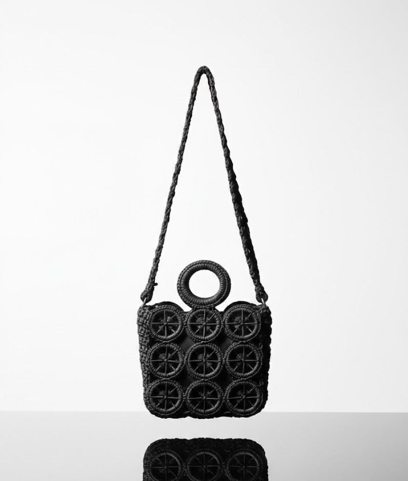 Geometrik Dokulu El Örgüsü Omuz ve El Çantası