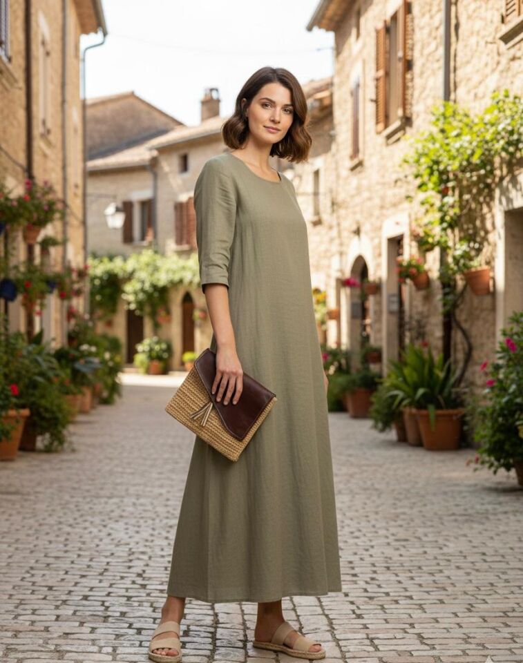 Deri Kapaklı Hasır Portföy Çanta