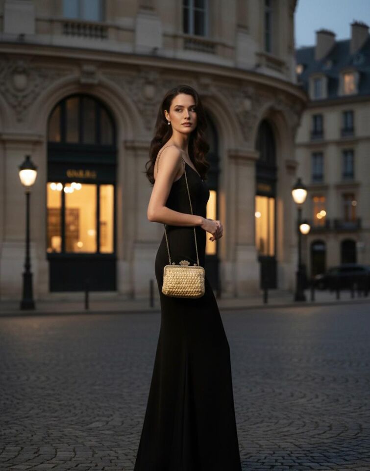 Taş Detaylı El Örgüsü Abiye Portföy Çanta