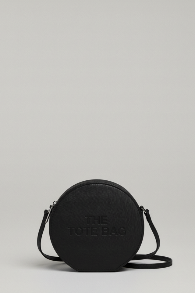 Kadın Yuvarlak Tote Bag Yazılı Çapraz Askılı El Ve Omuz Çantası