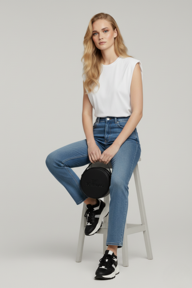 Kadın Yuvarlak Tote Bag Yazılı Çapraz Askılı El Ve Omuz Çantası