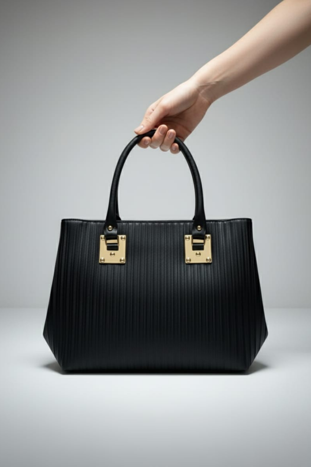 Kadın Siyah Çizgili Lazer Desenli Iki Bölmeli Günlük Düğünlük Omuz Çantası