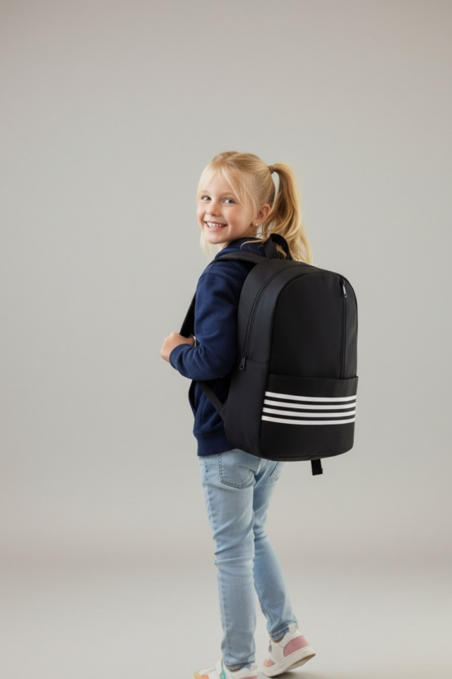 Unisex Şeritli 3 Fermuarlı Çok Kullanışlı Sırt Çantası