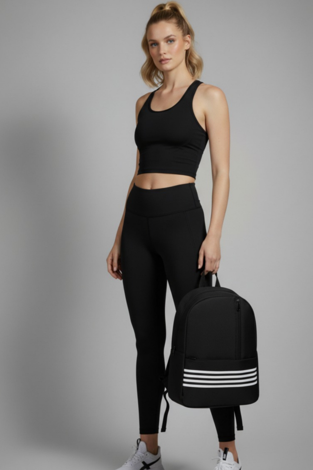 Unisex Şeritli 3 Fermuarlı Çok Kullanışlı Sırt Çantası