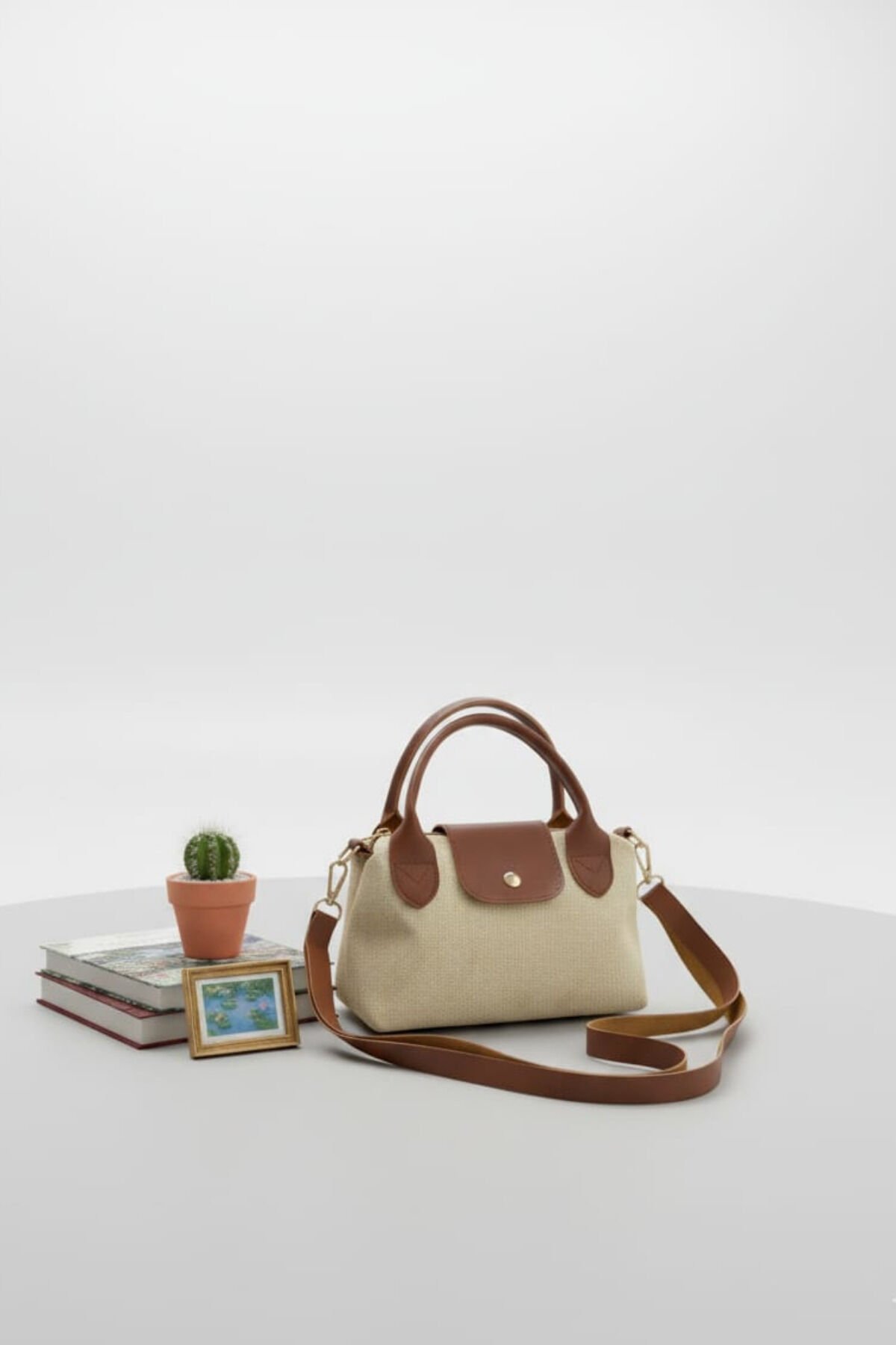 Sage Hasır Kanvas Çapraz Askılı Mini El Ve Omuz Çantası