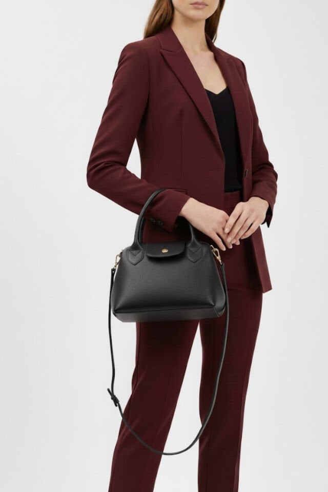 Kadın Suni Deri Saplı Küçük Boy El ve Omuz Çantası